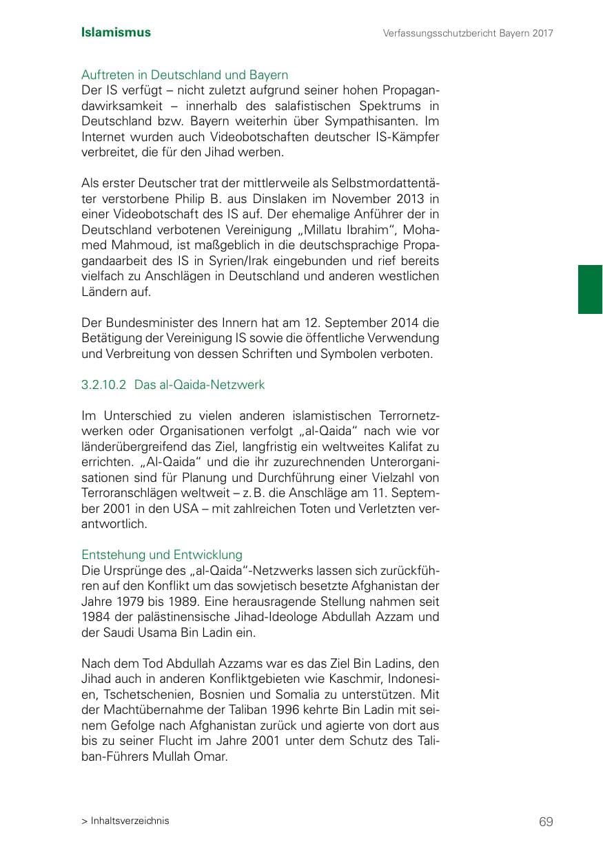 Seite 69 des Verfassungsschutzbericht 2017 Bayern