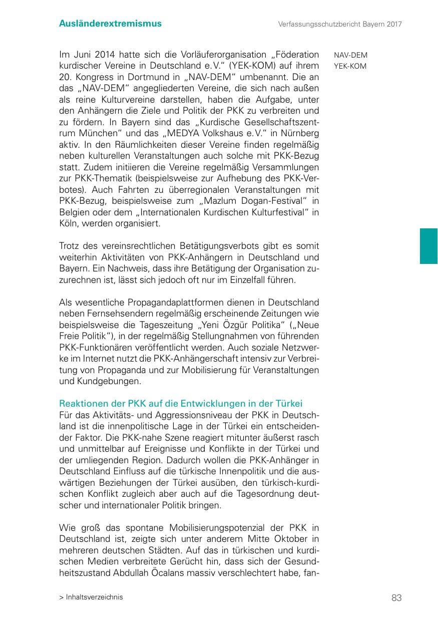 Seite 83 des Verfassungsschutzbericht 2017 Bayern