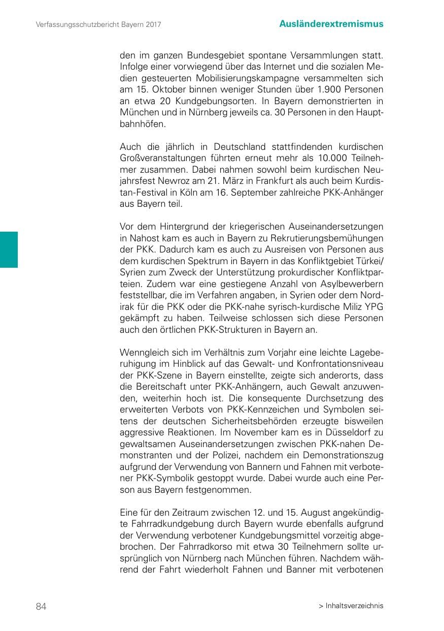 Seite 84 des Verfassungsschutzbericht 2017 Bayern