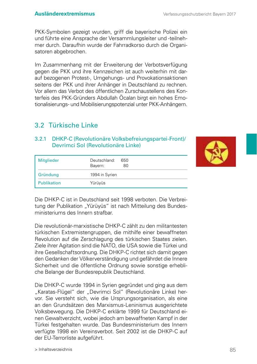 Seite 85 des Verfassungsschutzbericht 2017 Bayern