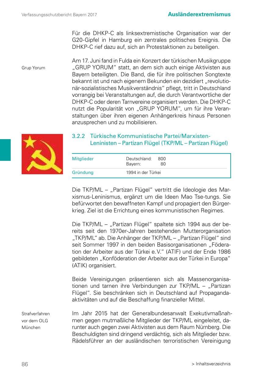 Seite 86 des Verfassungsschutzbericht 2017 Bayern