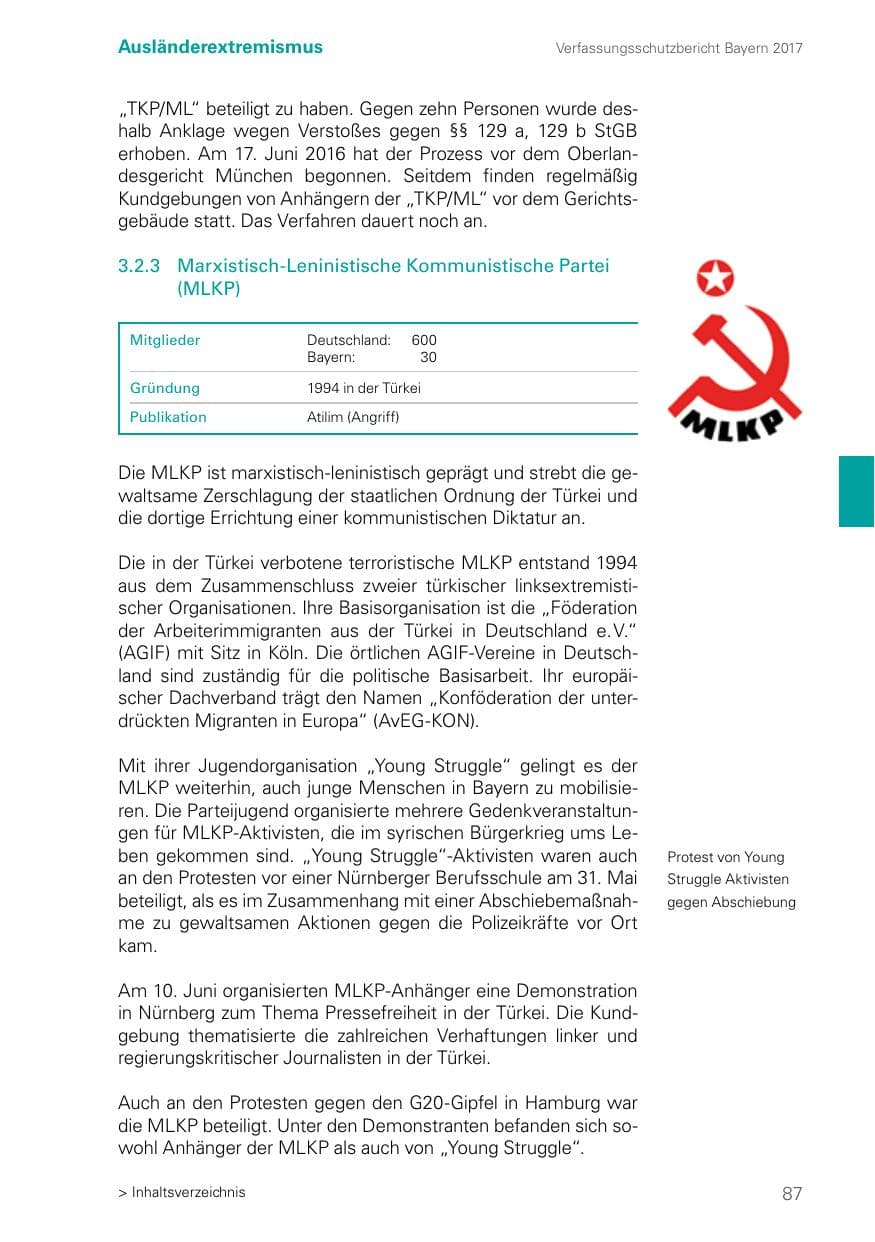 Seite 87 des Verfassungsschutzbericht 2017 Bayern