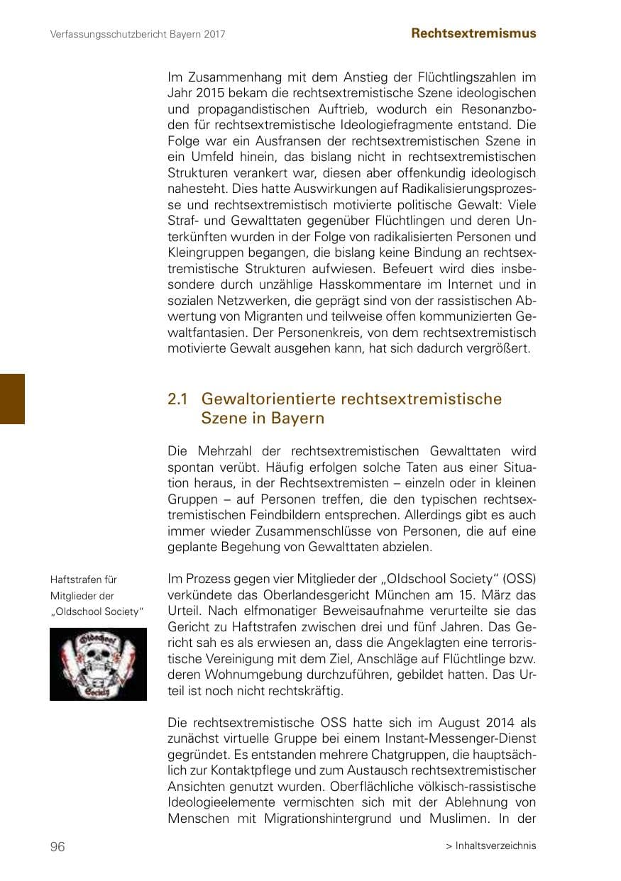 Seite 96 des Verfassungsschutzbericht 2017 Bayern