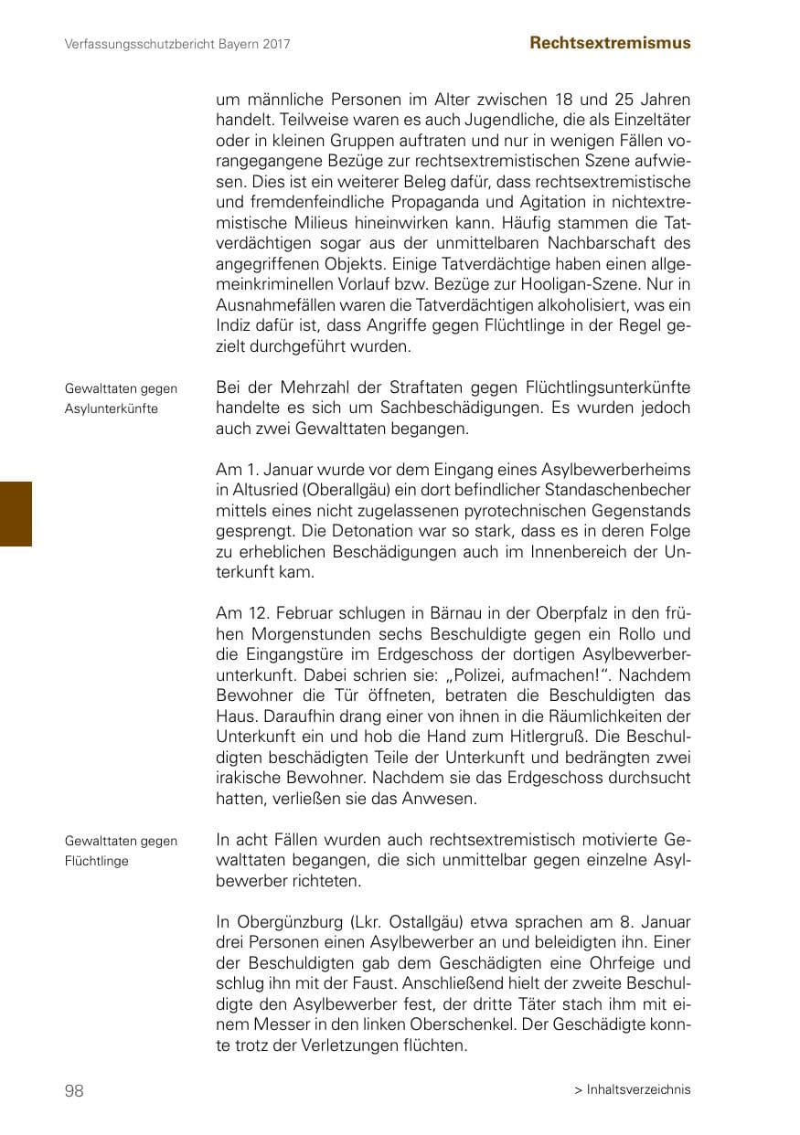 Seite 98 des Verfassungsschutzbericht 2017 Bayern