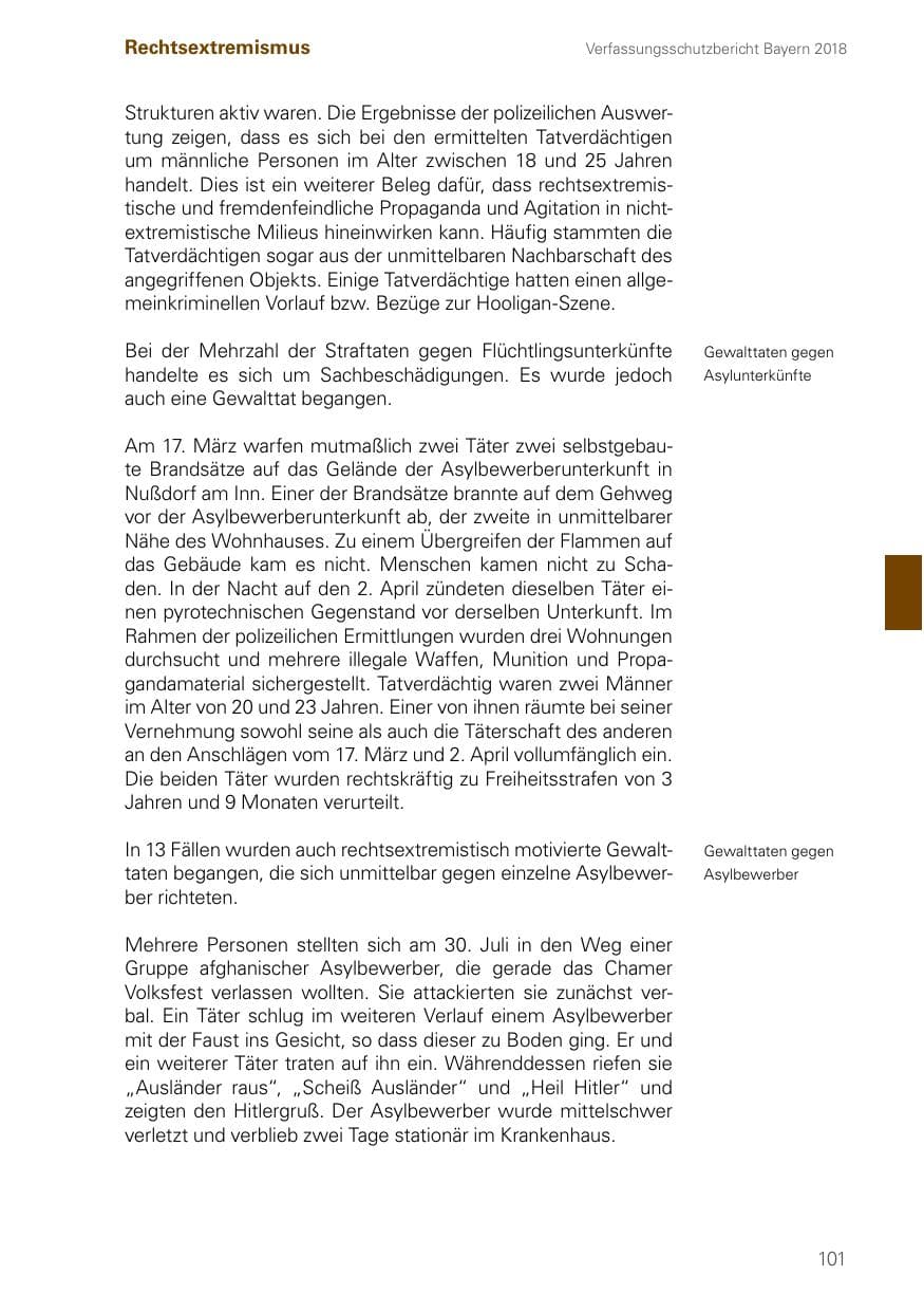 Seite 101 des Verfassungsschutzbericht 2018 Bayern