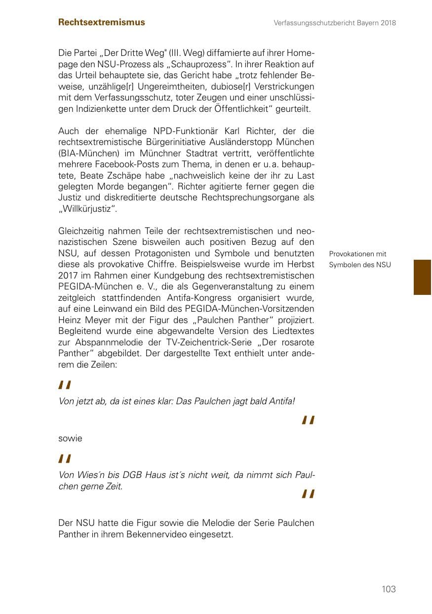 Seite 103 des Verfassungsschutzbericht 2018 Bayern