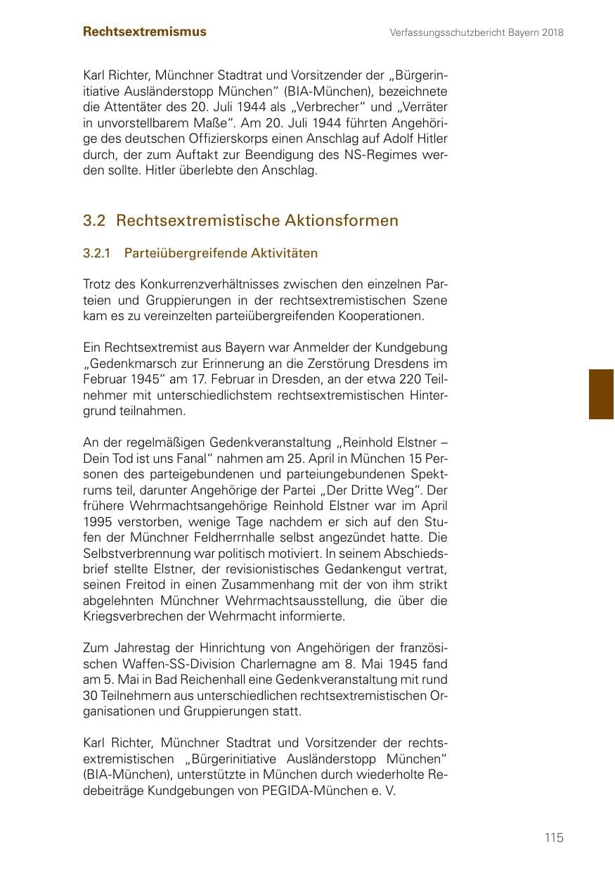 Seite 115 des Verfassungsschutzbericht 2018 Bayern