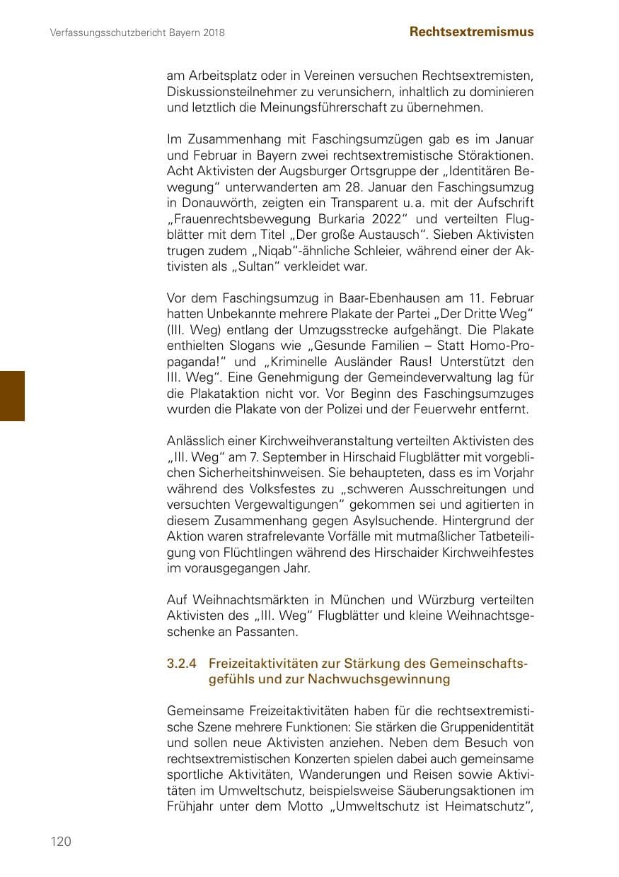 Seite 120 des Verfassungsschutzbericht 2018 Bayern