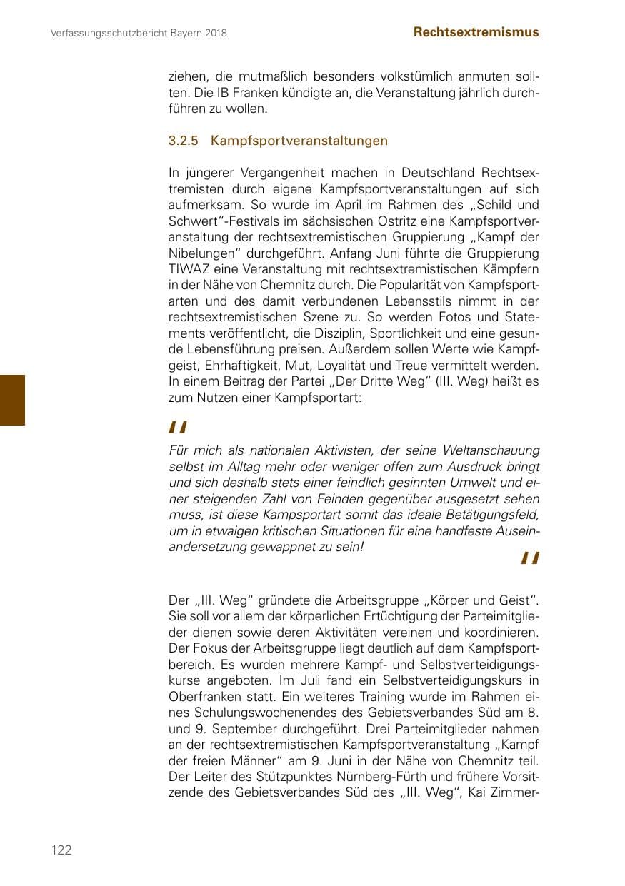 Seite 122 des Verfassungsschutzbericht 2018 Bayern