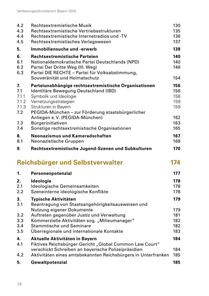 Seite 14 des Verfassungsschutzbericht 2018 Bayern