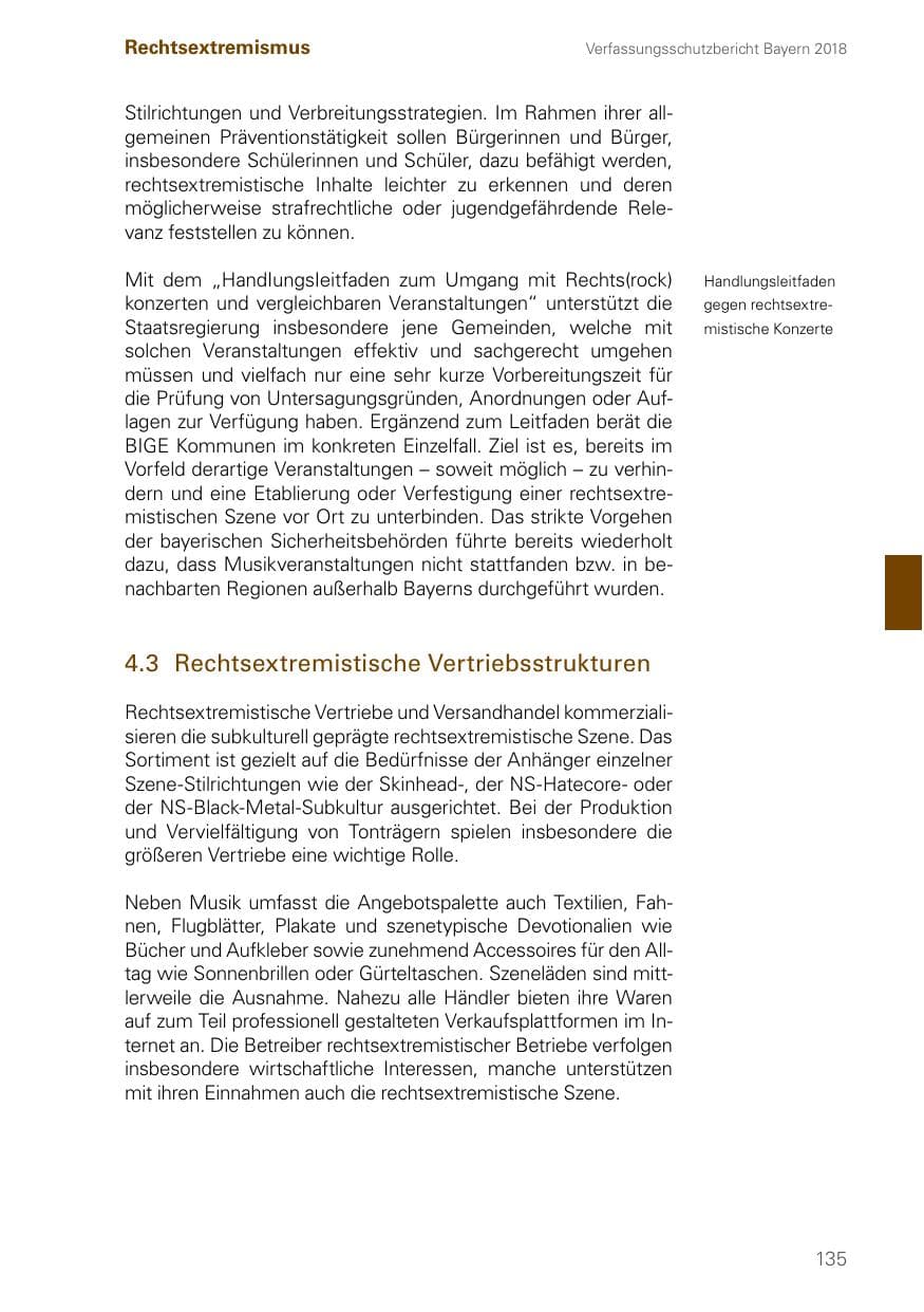 Seite 135 des Verfassungsschutzbericht 2018 Bayern