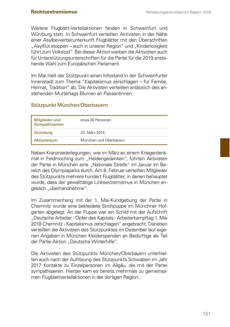 Seite 151 des Verfassungsschutzbericht 2018 Bayern