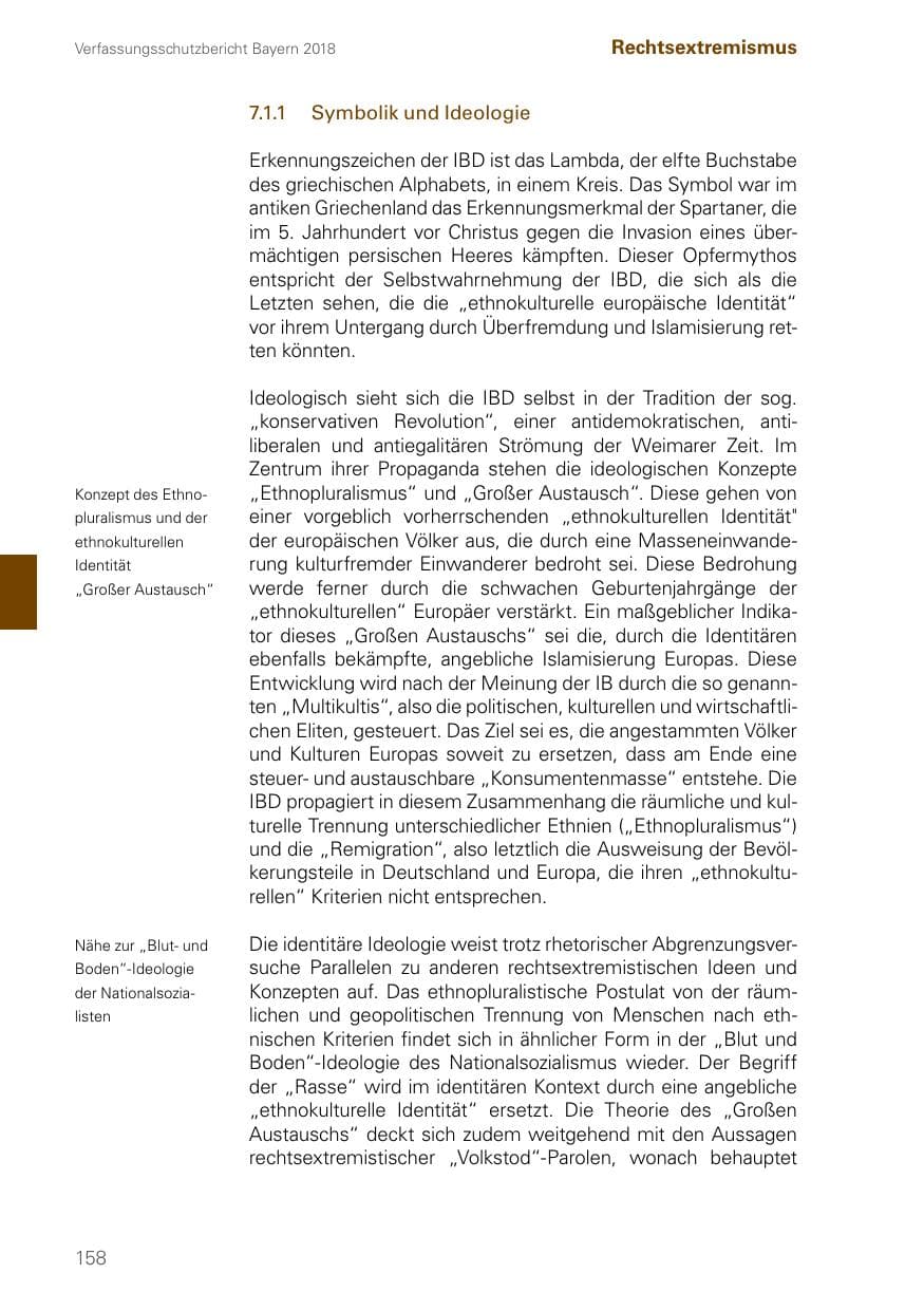 Seite 158 des Verfassungsschutzbericht 2018 Bayern