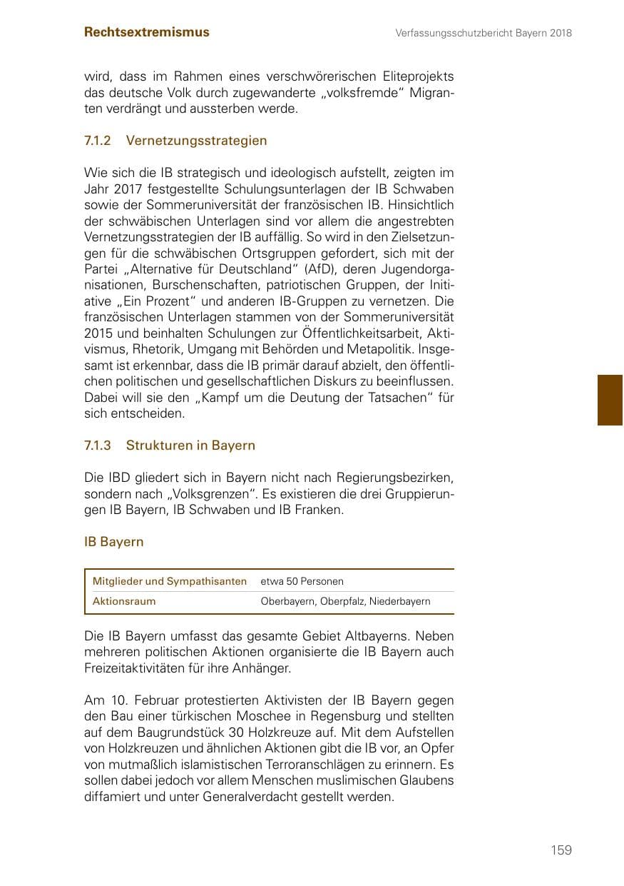 Seite 159 des Verfassungsschutzbericht 2018 Bayern