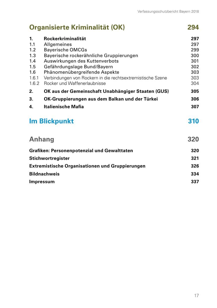 Seite 17 des Verfassungsschutzbericht 2018 Bayern