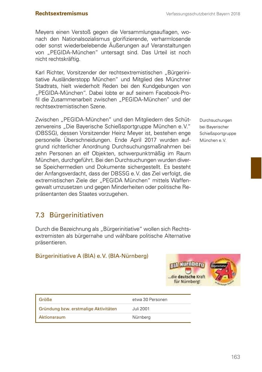 Seite 163 des Verfassungsschutzbericht 2018 Bayern