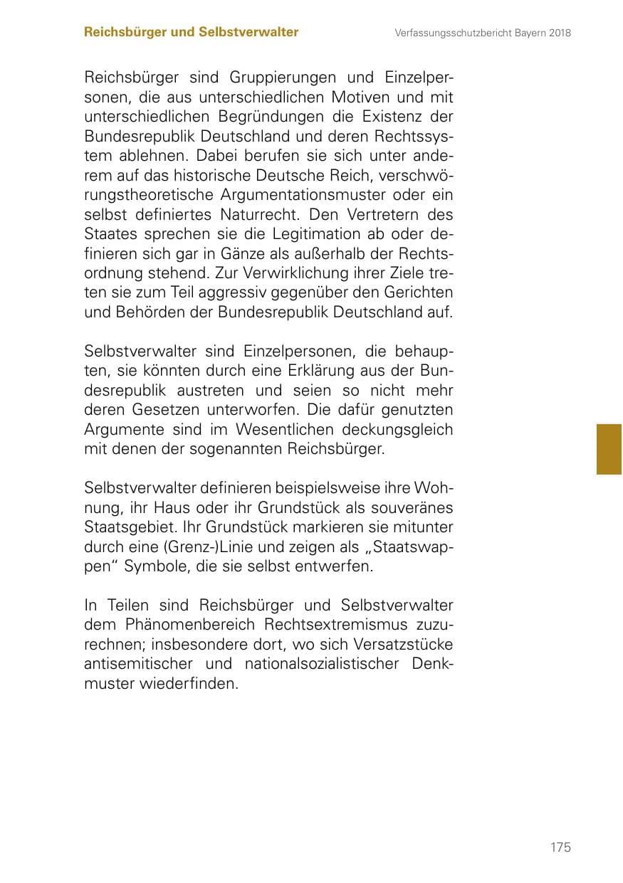 Seite 175 des Verfassungsschutzbericht 2018 Bayern