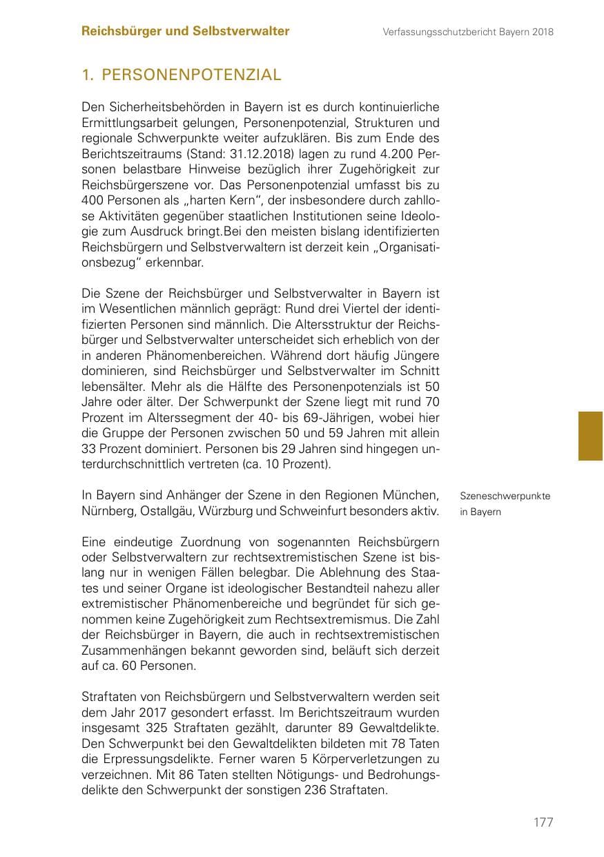 Seite 177 des Verfassungsschutzbericht 2018 Bayern