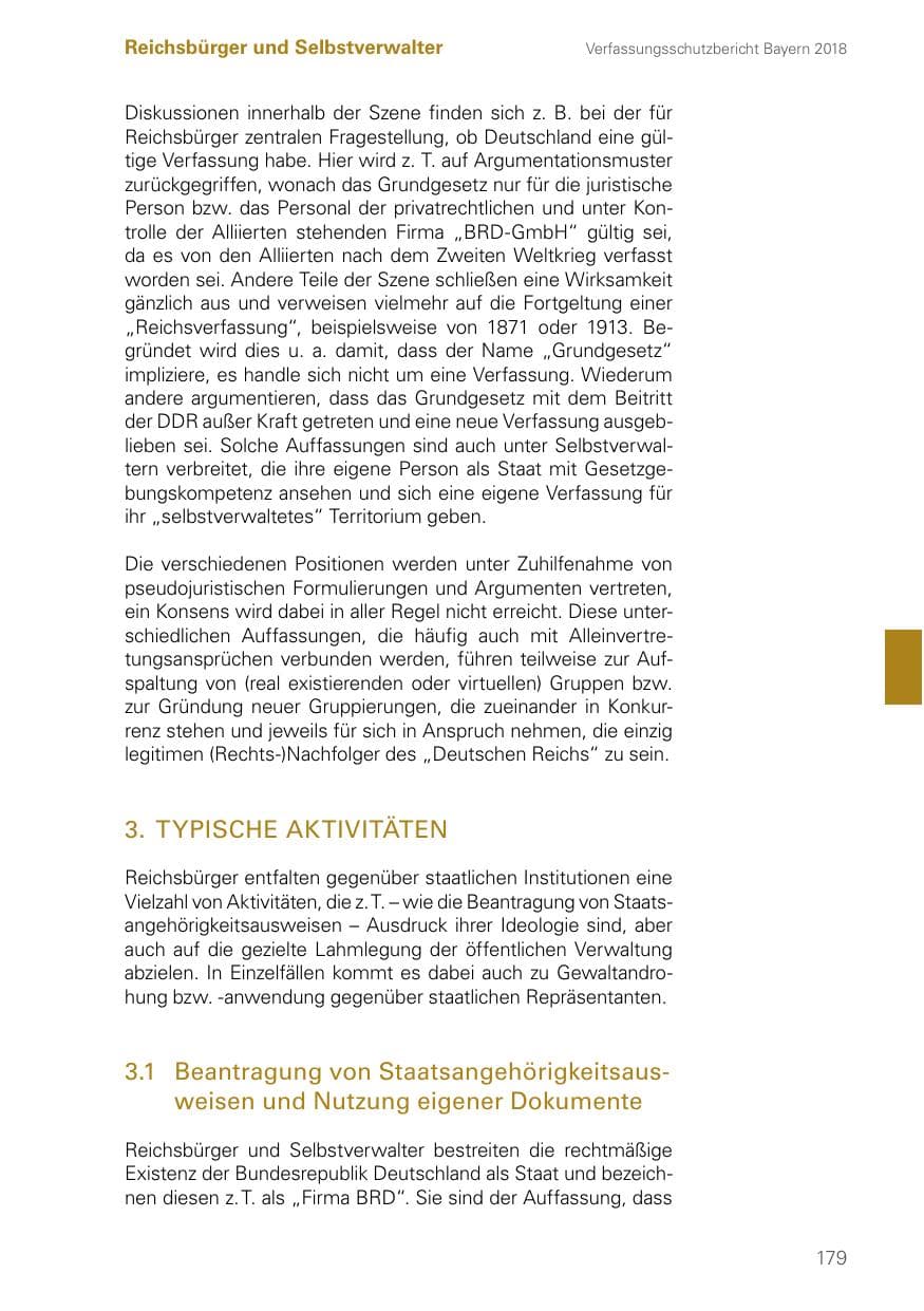 Seite 179 des Verfassungsschutzbericht 2018 Bayern