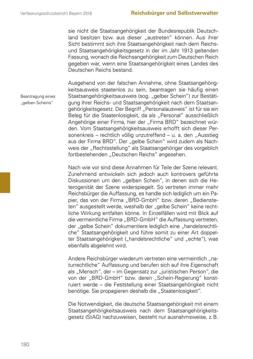 Seite 180 des Verfassungsschutzbericht 2018 Bayern