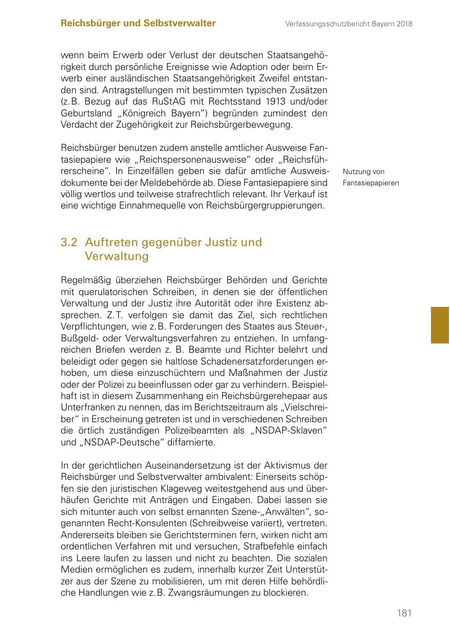 Seite 181 des Verfassungsschutzbericht 2018 Bayern