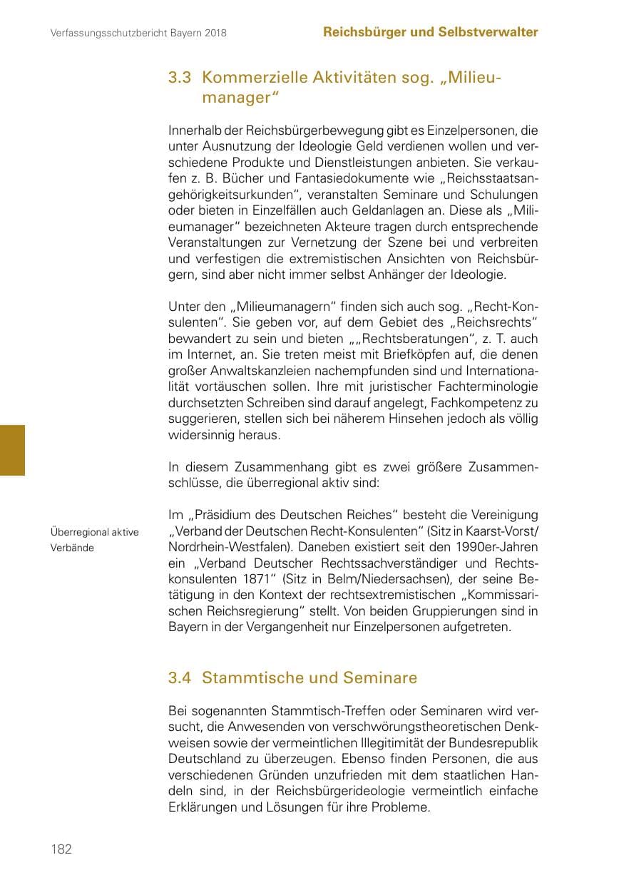 Seite 182 des Verfassungsschutzbericht 2018 Bayern