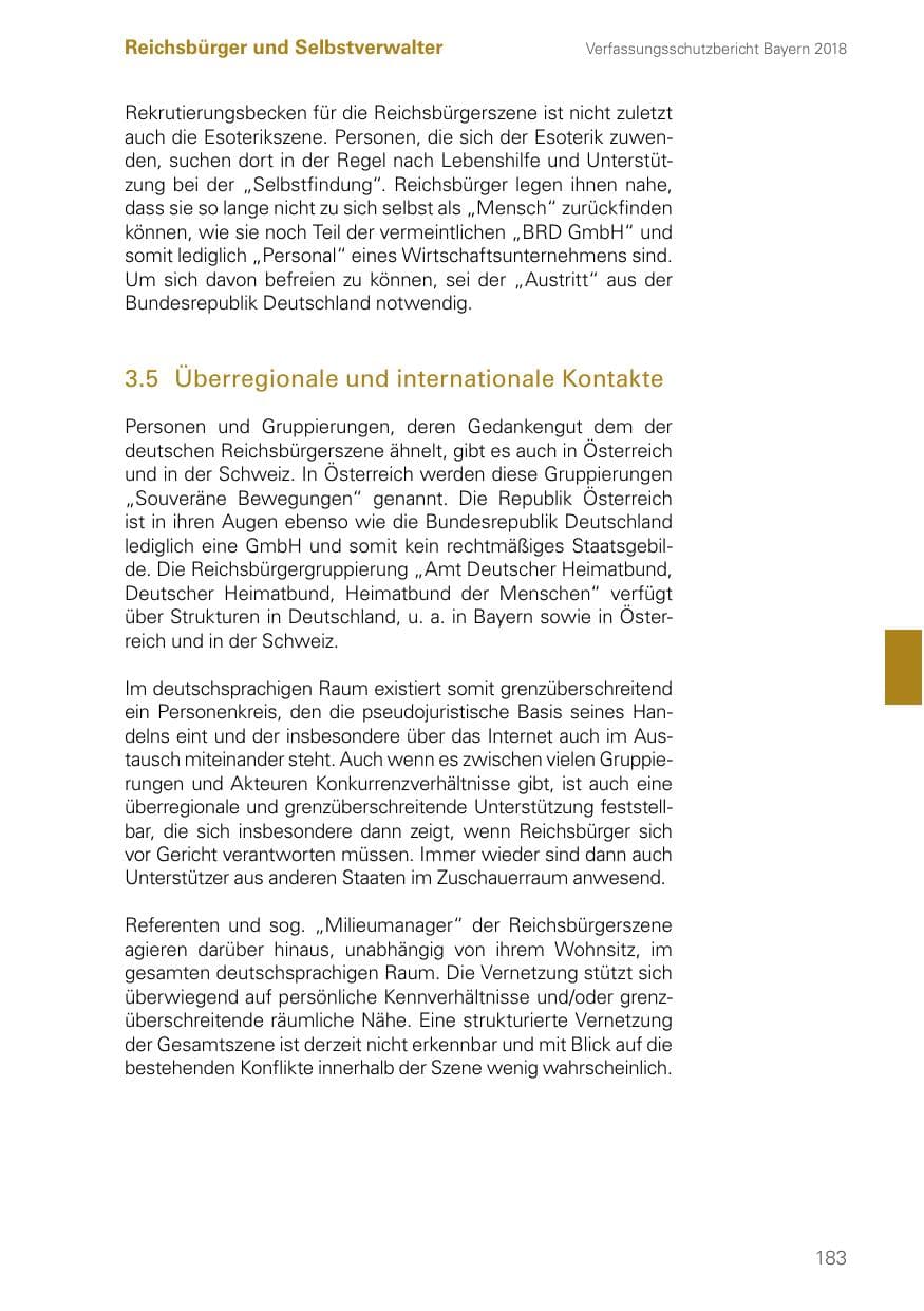 Seite 183 des Verfassungsschutzbericht 2018 Bayern