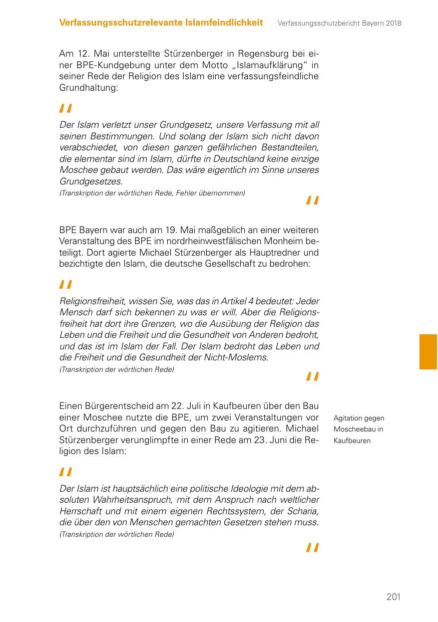 Seite 201 des Verfassungsschutzbericht 2018 Bayern