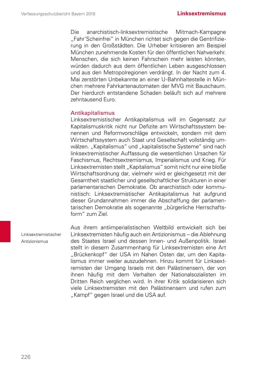 Seite 226 des Verfassungsschutzbericht 2018 Bayern