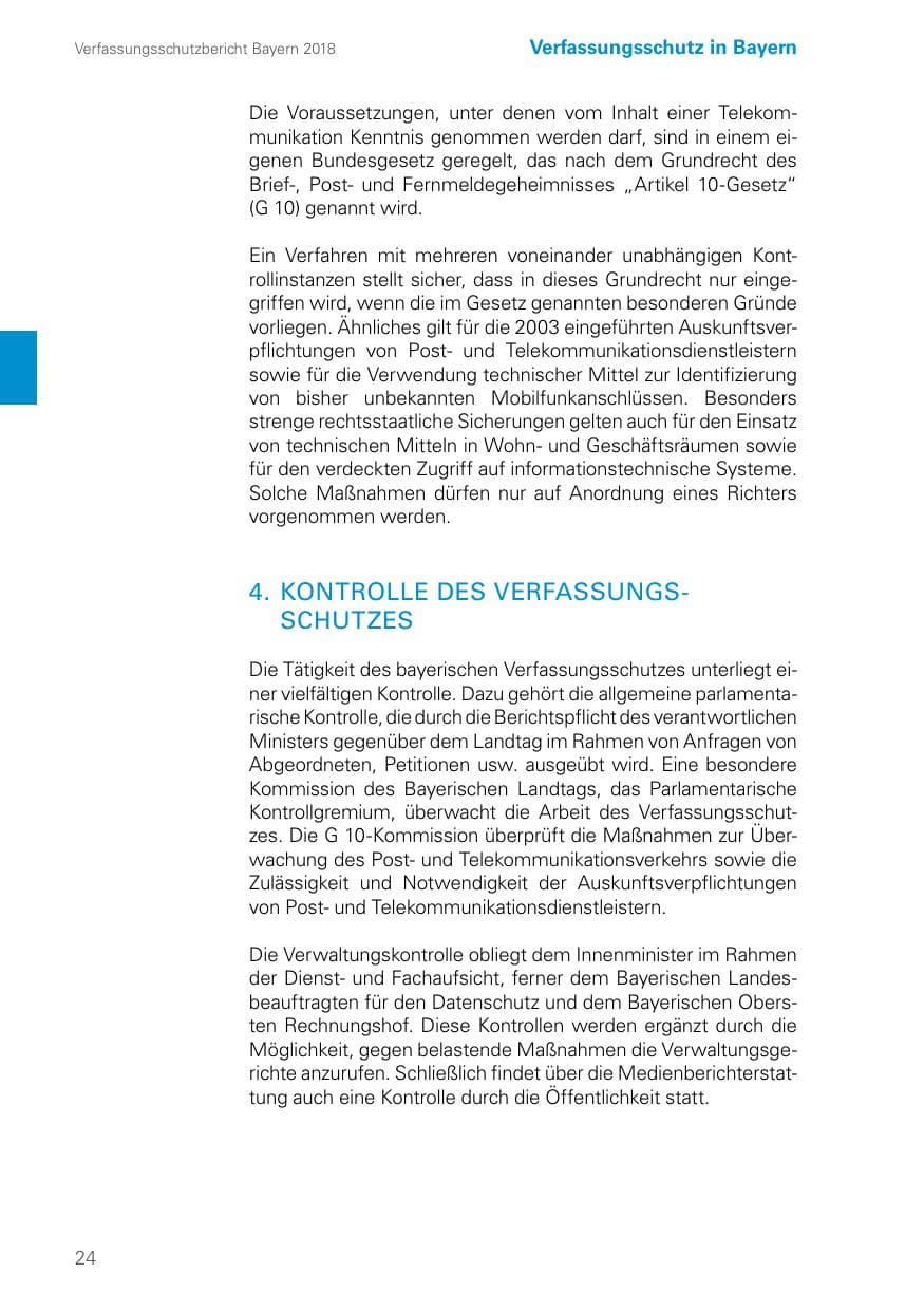 Seite 24 des Verfassungsschutzbericht 2018 Bayern