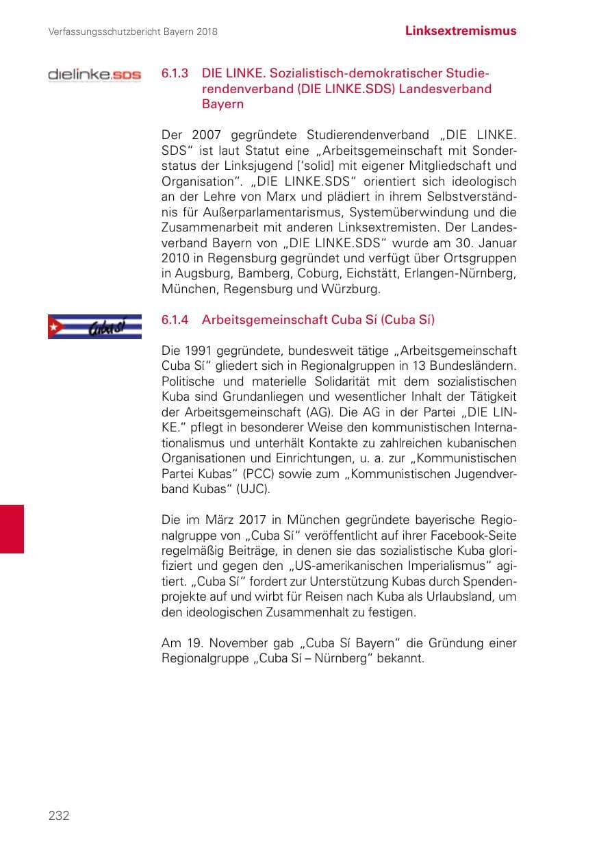 Seite 232 des Verfassungsschutzbericht 2018 Bayern
