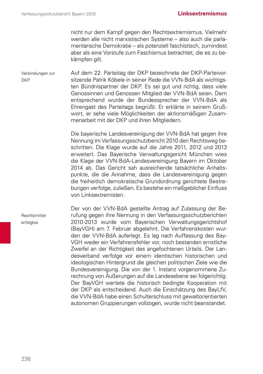 Seite 236 des Verfassungsschutzbericht 2018 Bayern