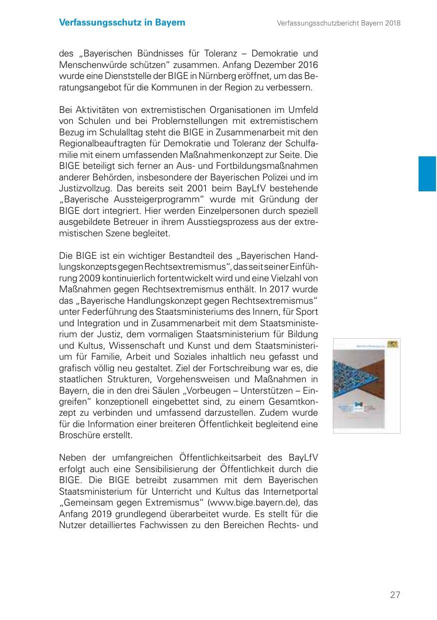 Seite 27 des Verfassungsschutzbericht 2018 Bayern