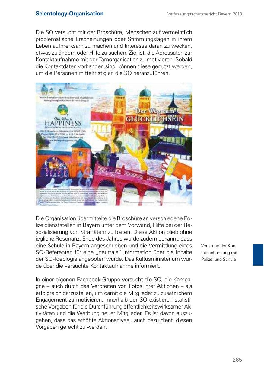 Seite 265 des Verfassungsschutzbericht 2018 Bayern