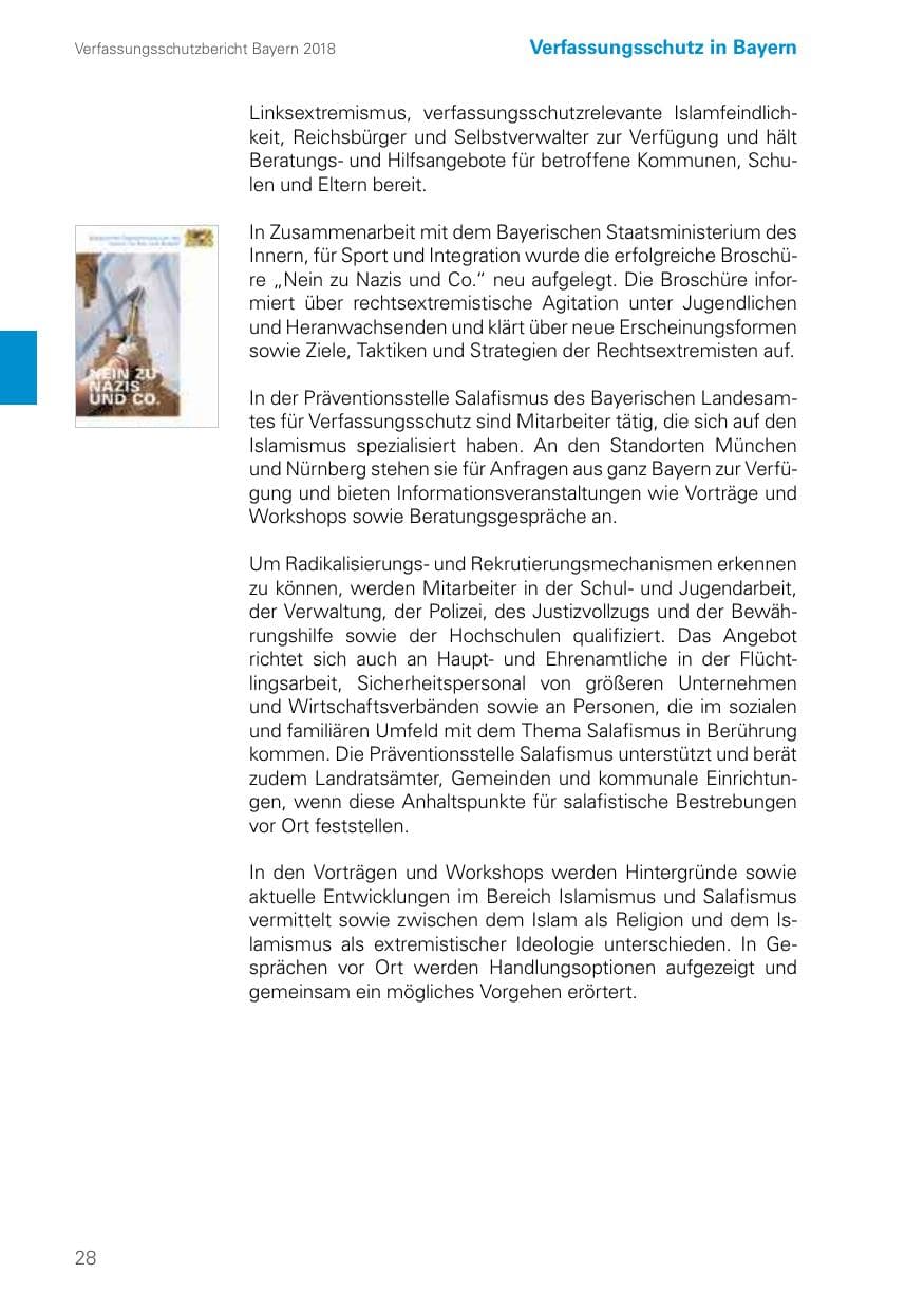 Seite 28 des Verfassungsschutzbericht 2018 Bayern