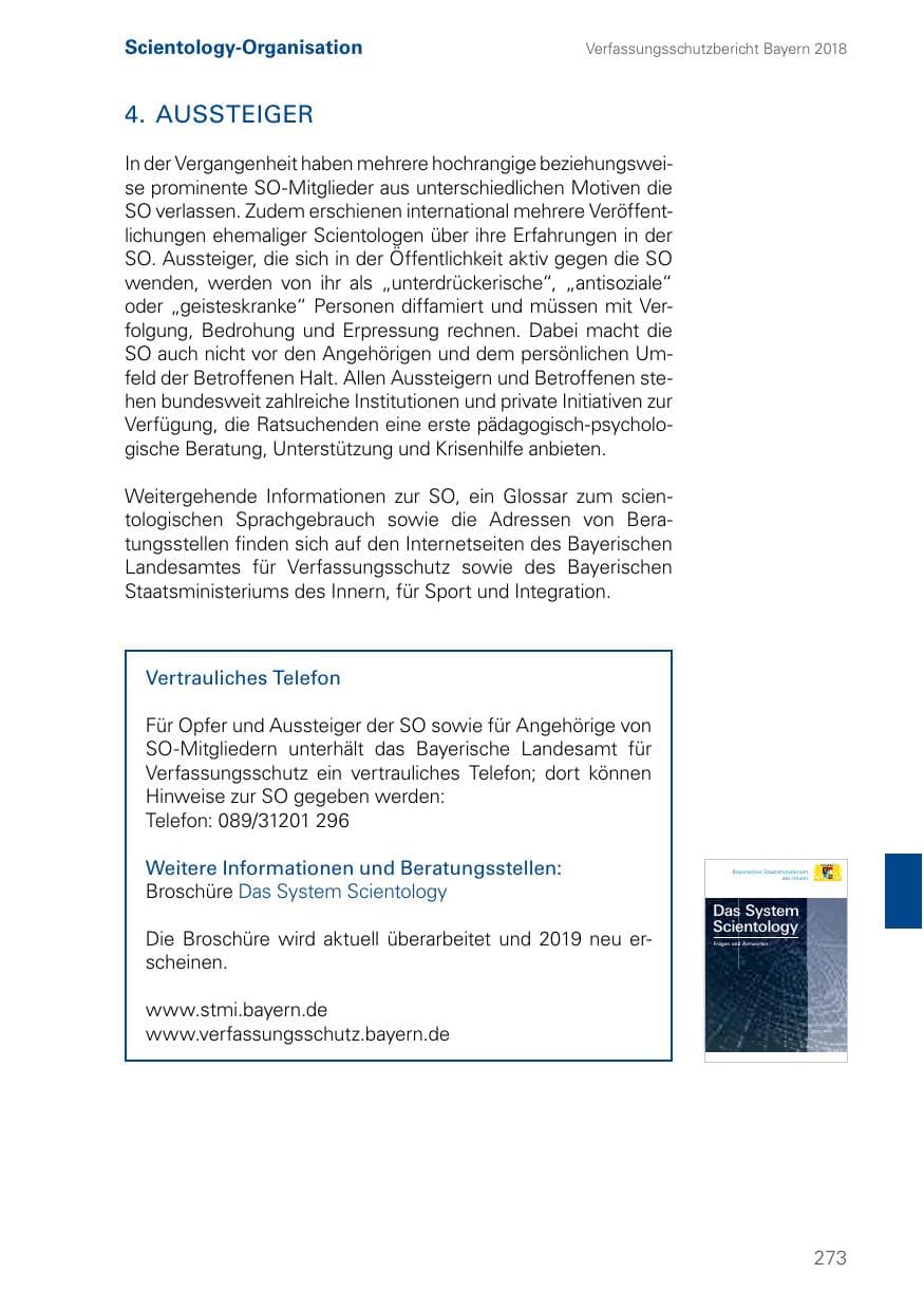 Seite 273 des Verfassungsschutzbericht 2018 Bayern