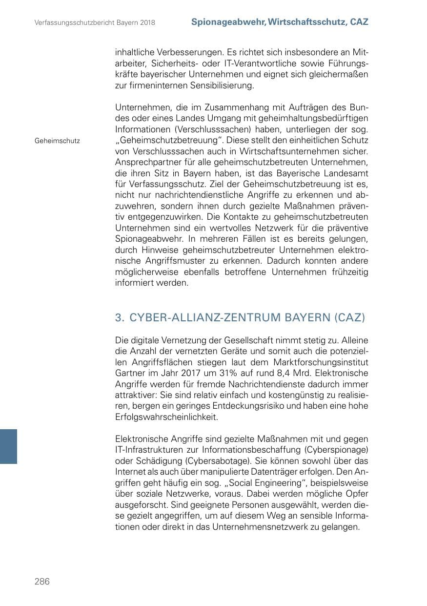 Seite 286 des Verfassungsschutzbericht 2018 Bayern