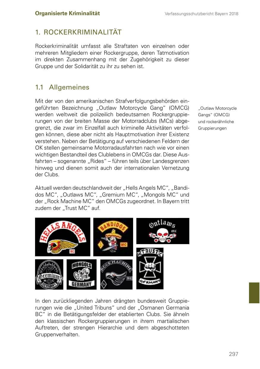 Seite 297 des Verfassungsschutzbericht 2018 Bayern