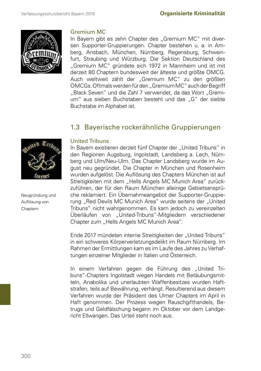 Seite 300 des Verfassungsschutzbericht 2018 Bayern