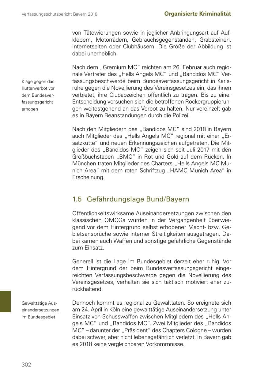 Seite 302 des Verfassungsschutzbericht 2018 Bayern