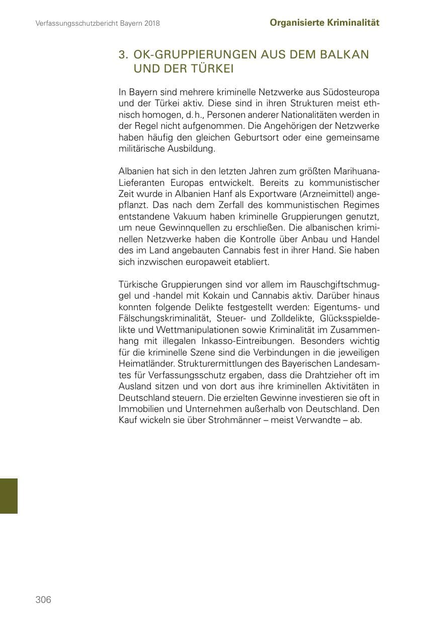 Seite 306 des Verfassungsschutzbericht 2018 Bayern