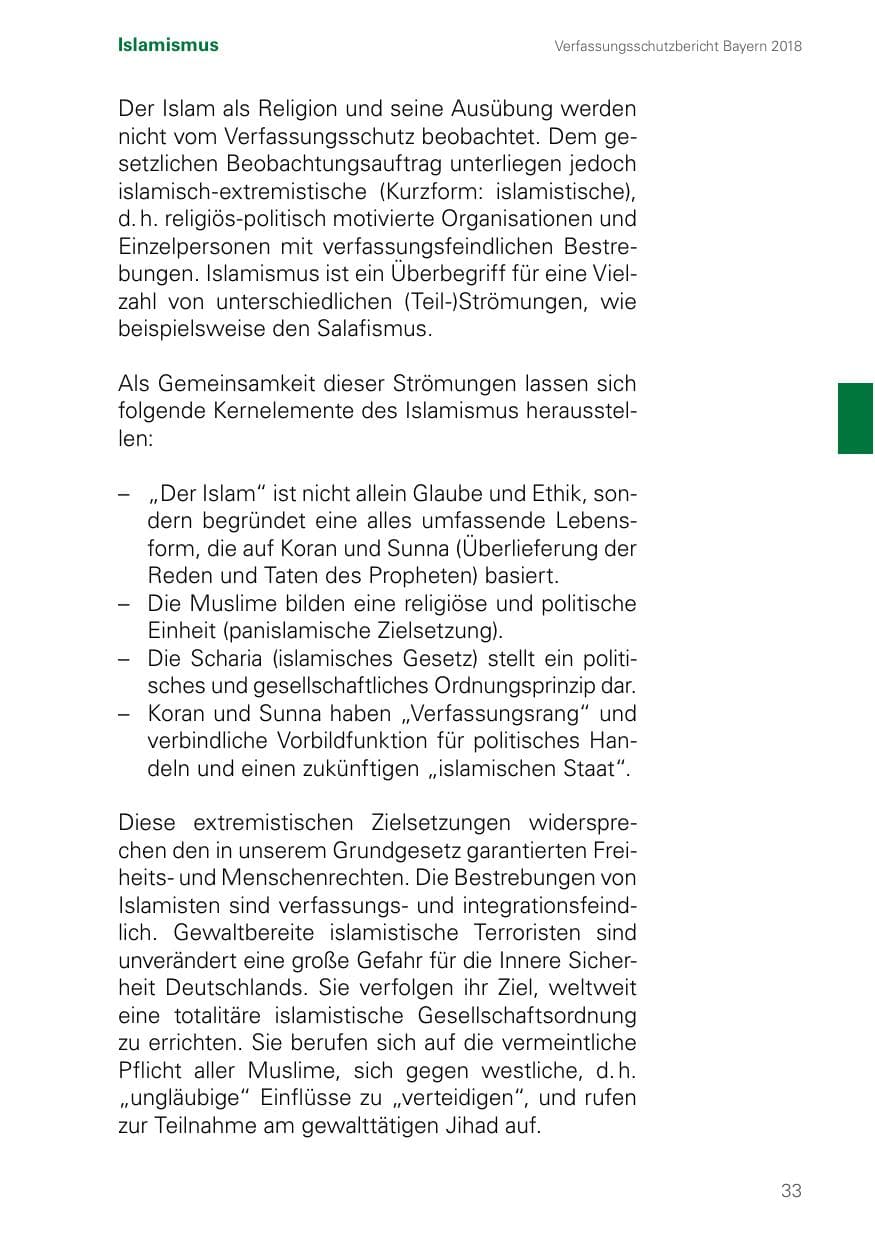 Seite 33 des Verfassungsschutzbericht 2018 Bayern