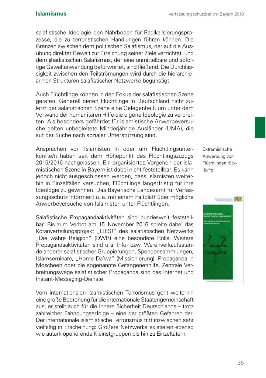 Seite 35 des Verfassungsschutzbericht 2018 Bayern