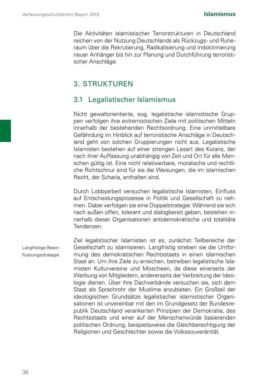 Seite 36 des Verfassungsschutzbericht 2018 Bayern