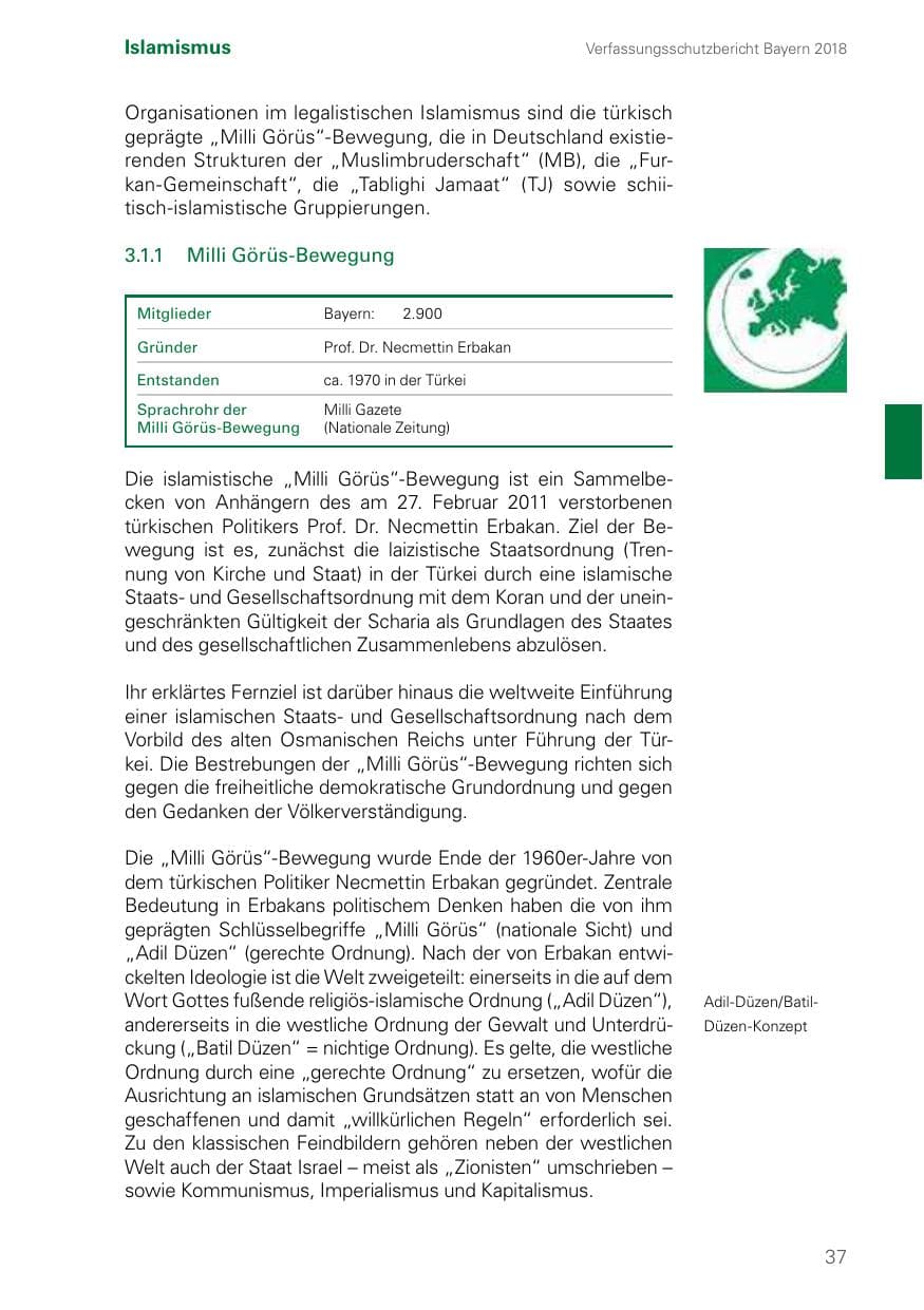 Seite 37 des Verfassungsschutzbericht 2018 Bayern