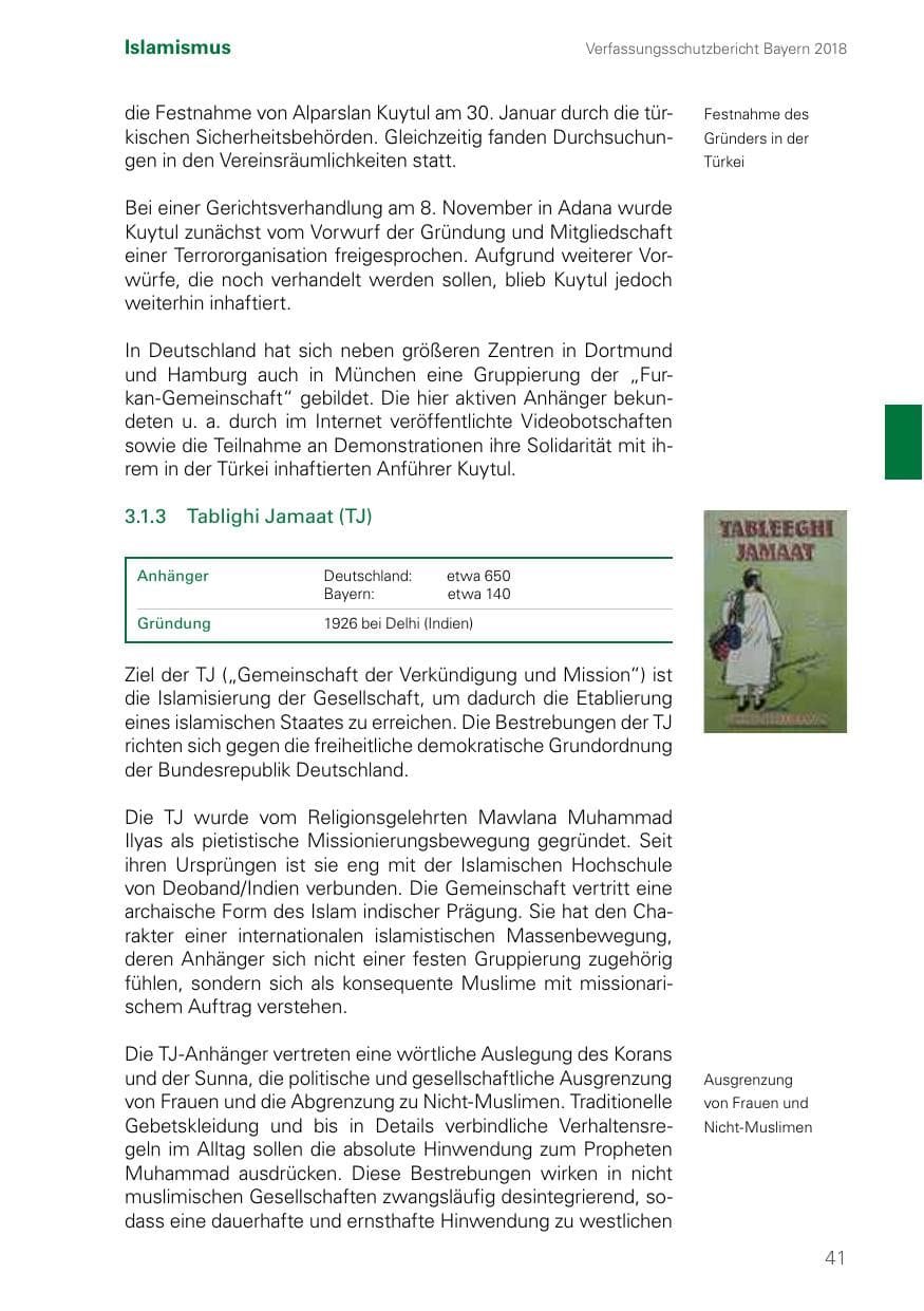 Seite 41 des Verfassungsschutzbericht 2018 Bayern