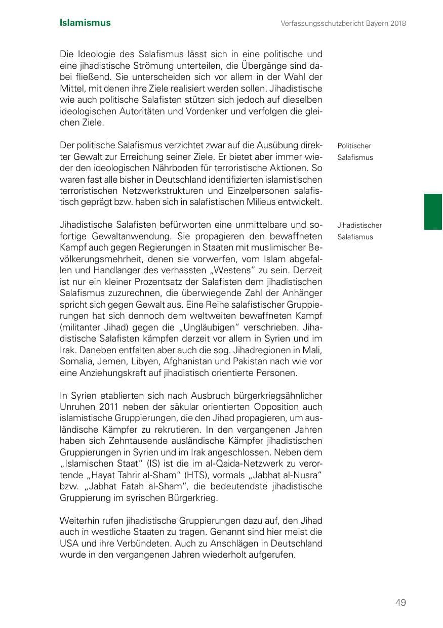 Seite 49 des Verfassungsschutzbericht 2018 Bayern