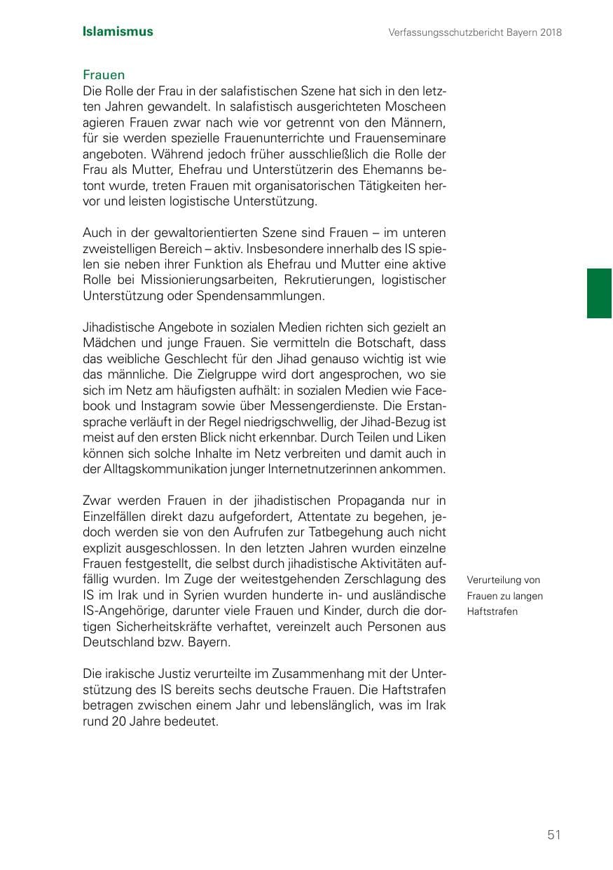 Seite 51 des Verfassungsschutzbericht 2018 Bayern
