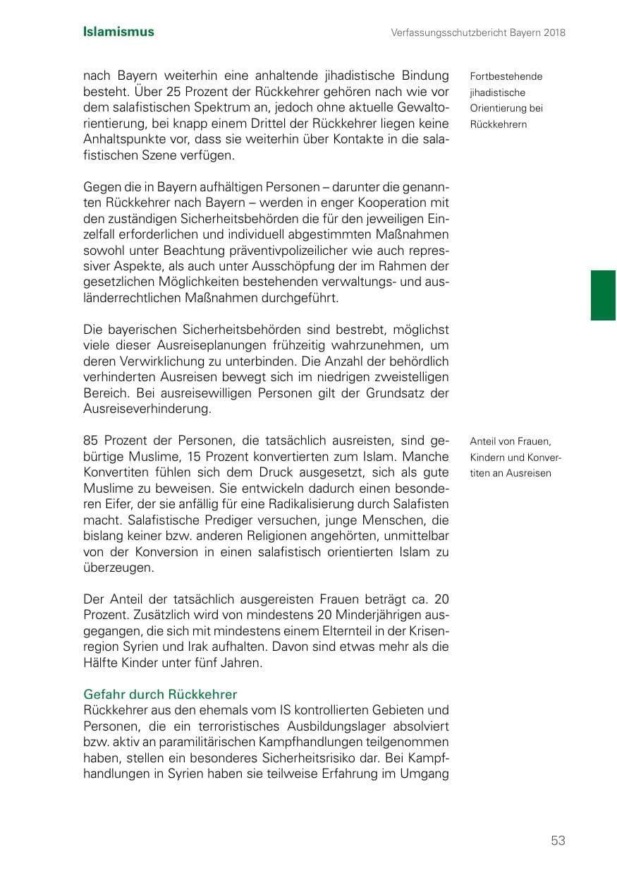 Seite 53 des Verfassungsschutzbericht 2018 Bayern