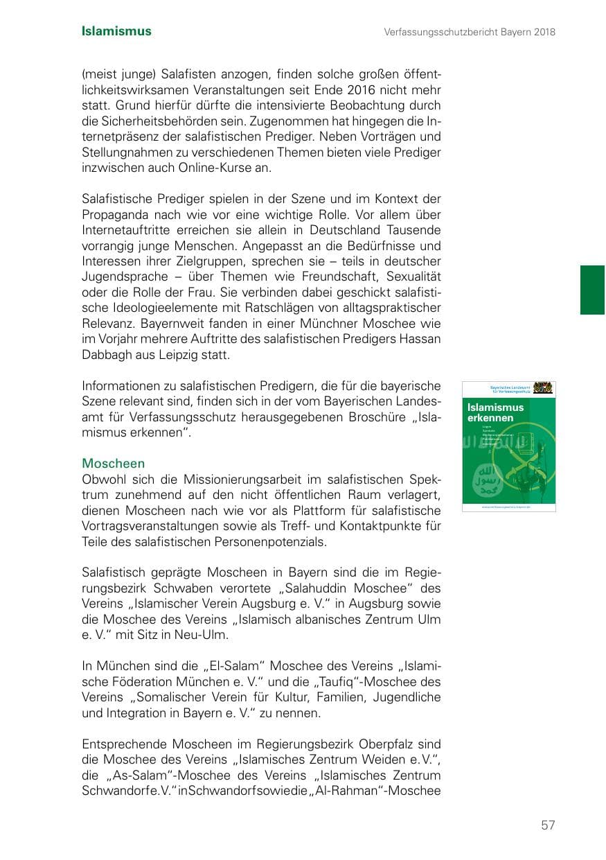 Seite 57 des Verfassungsschutzbericht 2018 Bayern